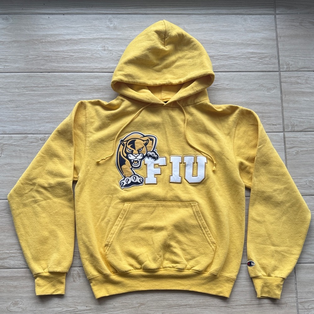 Champion Yellow FIU Hoodie Small